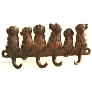 Cast Iron Dog Leash Keys Holder Wall Decor